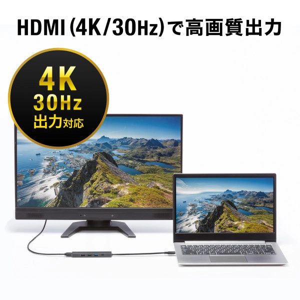 HDMIポート付 USB Type-Cハブ USB-5TCH15BK