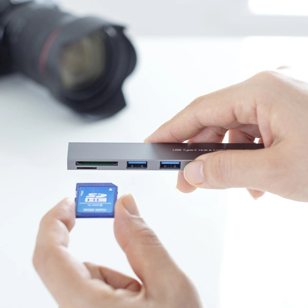USB 5Gbps 3ポート スリム ハブ（カードリーダー付き・Type-C接続） USB-3TCHC20MS