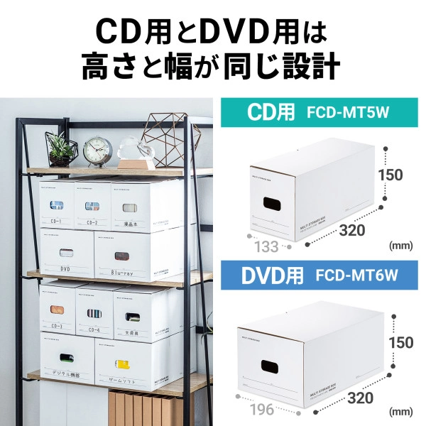 マルチ収納ボックスケース（5個入り・CDプラケース用） FCD-MT5W