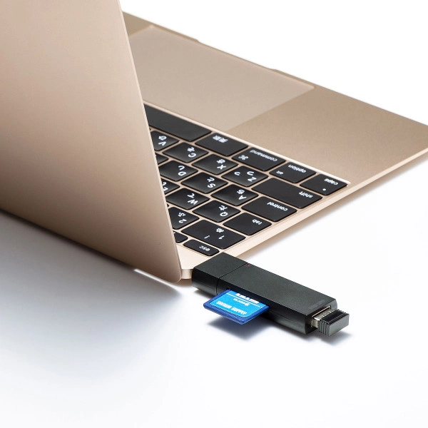 Type-Cコンパクトカードリーダー(USB　1ポート付き) ADR-3TCMS7BKN