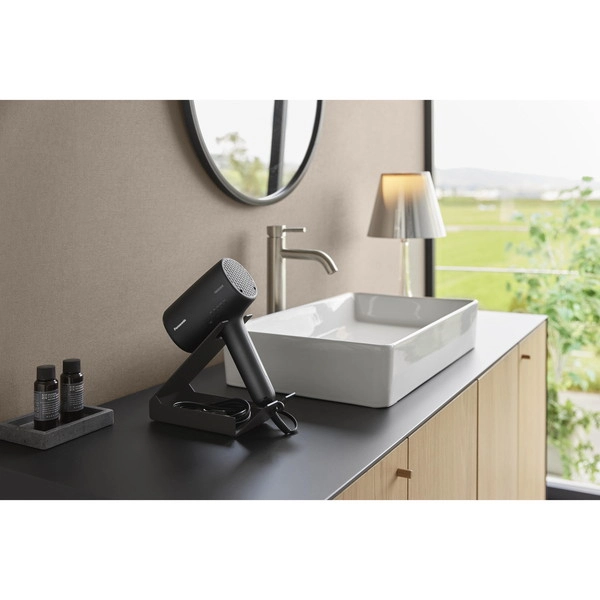 【tower】収納付きドライヤー&ヘアーアイロンスタンド タワー ブラック