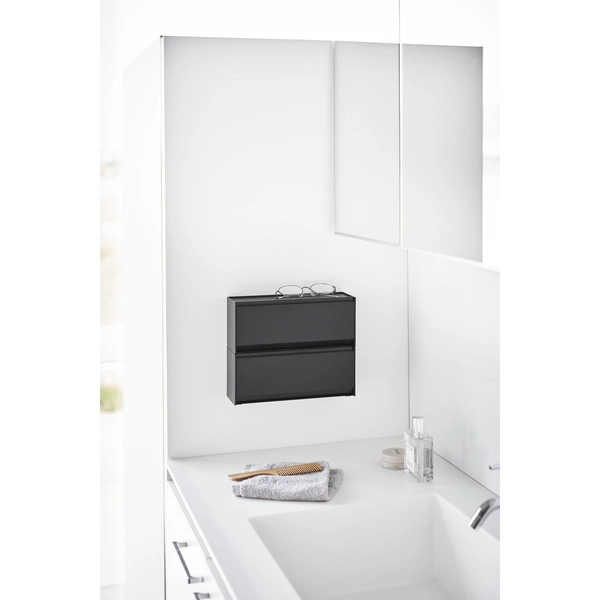 【tower】ウォール洗面収納ケース タワー 石こうボード壁対応 ブラック