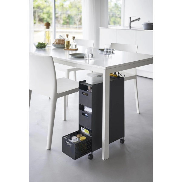 【tower】収納バスケットワゴン タワー 3段 ブラック