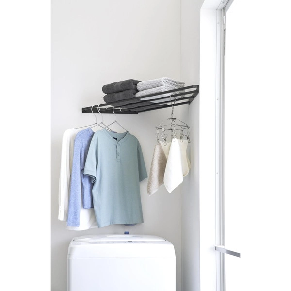 【tower】コーナーハンガーラック タワー 石こうボード壁対応 ブラック