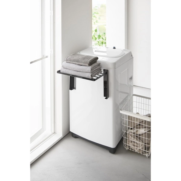 【tower】使いやすい高さに開くマグネット洗濯機横折り畳み棚 タワー ブラック