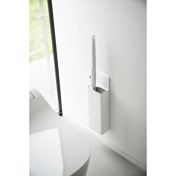 【Plate】ウォール替えブラシ収納付き流せるトイレブラシホルダー プレート 石こうボード壁対応 ホワイト