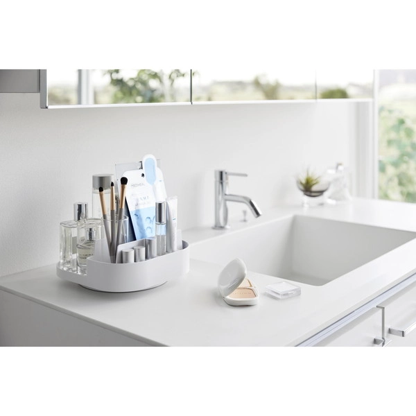 【Plate】回転式仕切り付き収納トレー プレート ホワイト