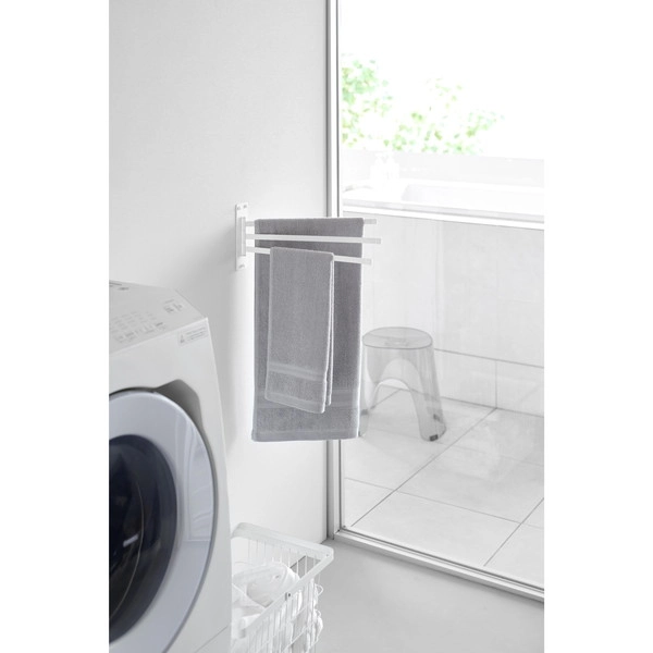 【tower】ウォールタオルハンガー タワー 3連 石こうボード壁対応 ホワイト