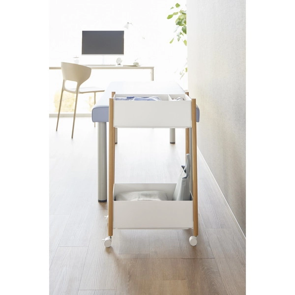 【RIN】小物トレー付き収納ワゴン 2段 リン ナチュラル