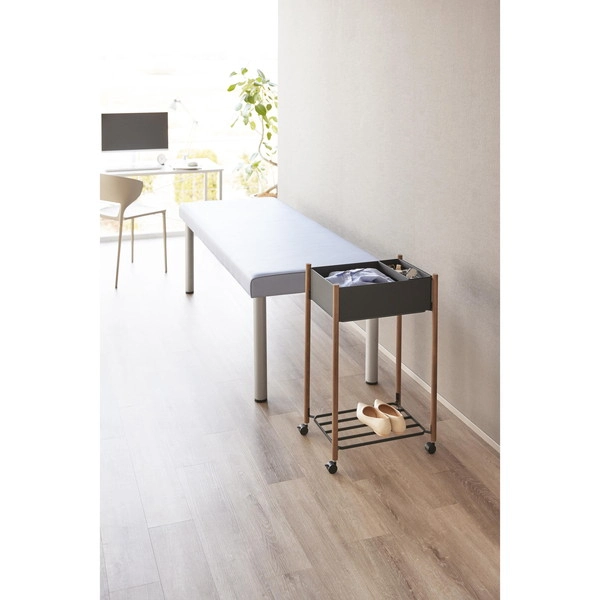 【RIN】小物トレー付き下段が棚の収納ワゴン 2段 リン ブラウン