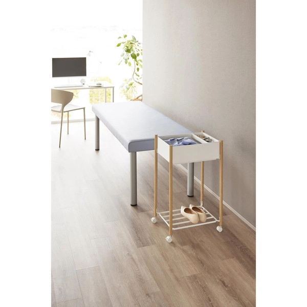 【RIN】小物トレー付き下段が棚の収納ワゴン 2段 リン ナチュラル