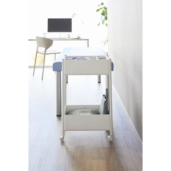 【tower】小物トレー付き収納ワゴン 2段 タワー ホワイト