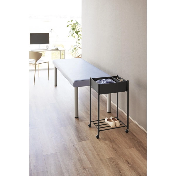 【tower】小物トレー付き下段が棚の収納ワゴン 2段 タワー ブラック