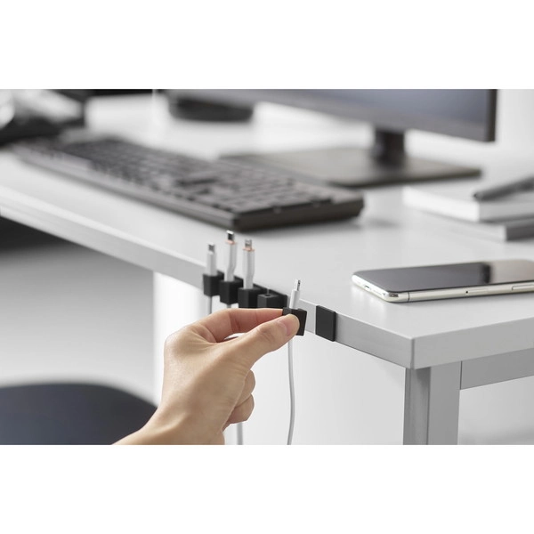 【smart】テープで貼り付けるマグネットケーブルホルダー スマート 5個組 ブラック