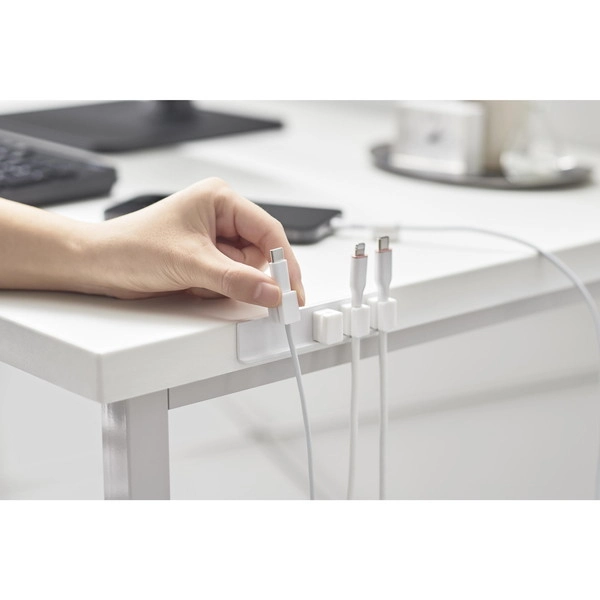 【smart】テープで貼り付けるマグネットケーブルホルダー スマート 5連 ホワイト