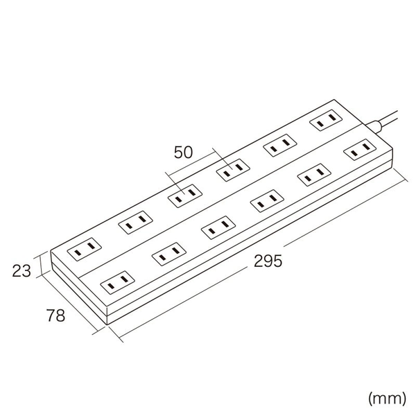 電源タップ (2P・12個口・1m) TAP-2312-1W