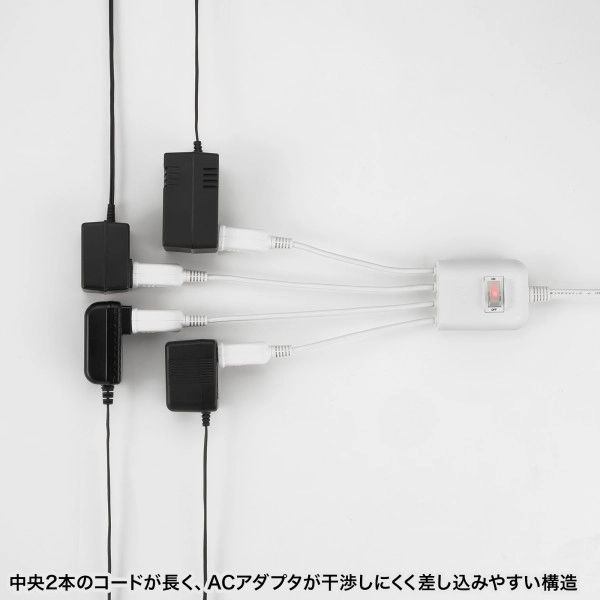 一括集中スイッチ付き電源延長コード ホワイト TAP-EX4SWW