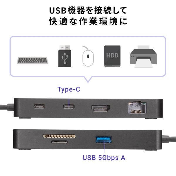 USB Type-C ドッキングステーション USB-DKM5BK
