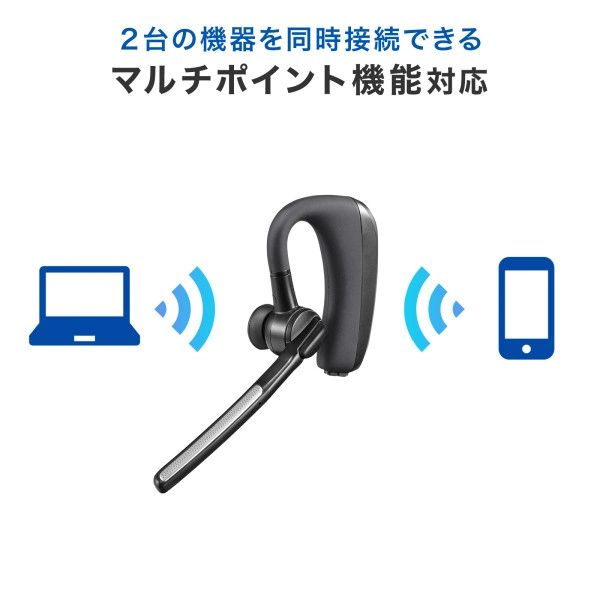 Bluetoothヘッドセット（デュアルマイクノイズキャンセル搭載） MM-BTMH68BK