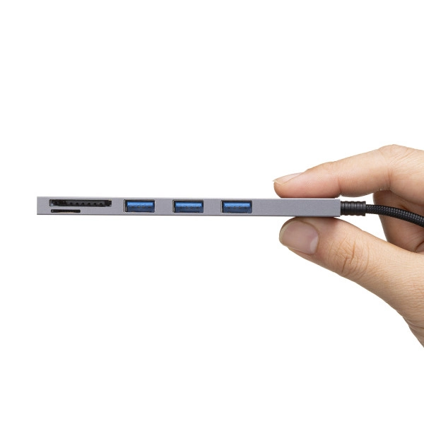 USB 5Gbps 3ポート スリム ハブ(カードリーダー付き・USB A接続) USB-3HC320MS