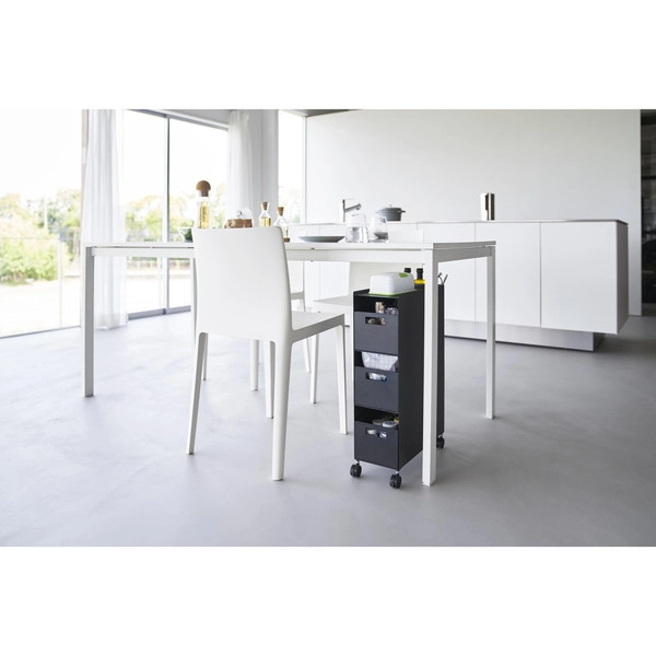 【tower】収納バスケットワゴン タワー 3段 ブラック