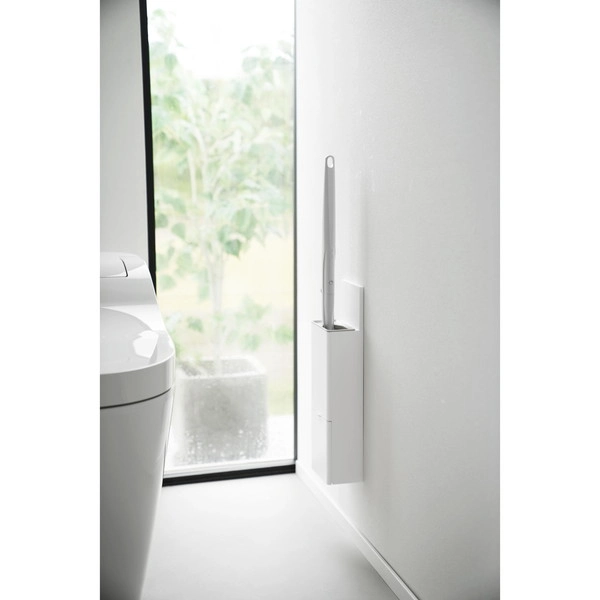【Plate】ウォール替えブラシ収納付き流せるトイレブラシホルダー プレート 石こうボード壁対応 ホワイト