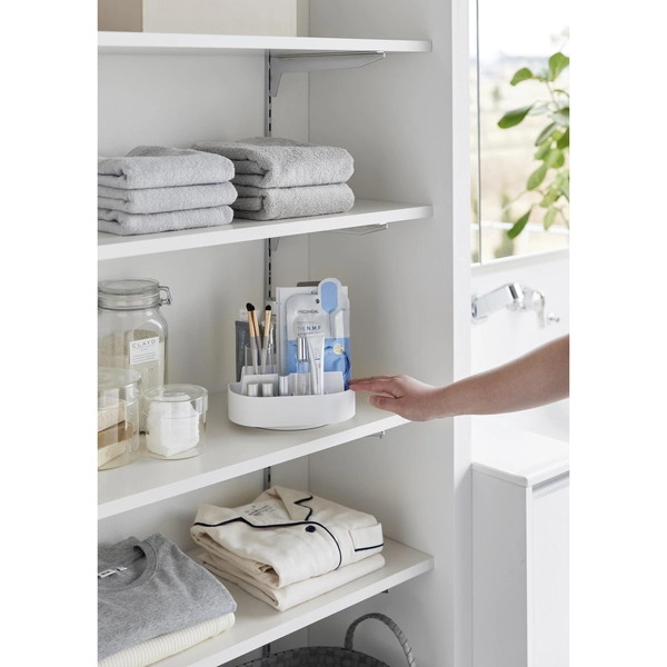 【Plate】回転式仕切り付き収納トレー プレート ホワイト