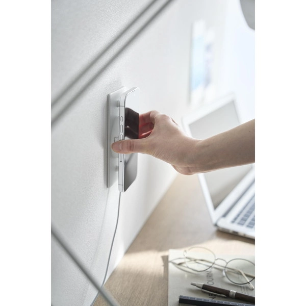 【tower】ウォールスマートフォン充電ホルダー タワー 石こうボード壁対応 ホワイト