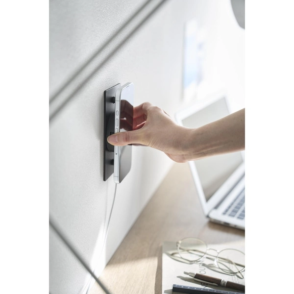 【tower】ウォールスマートフォン充電ホルダー タワー 石こうボード壁対応 ブラック