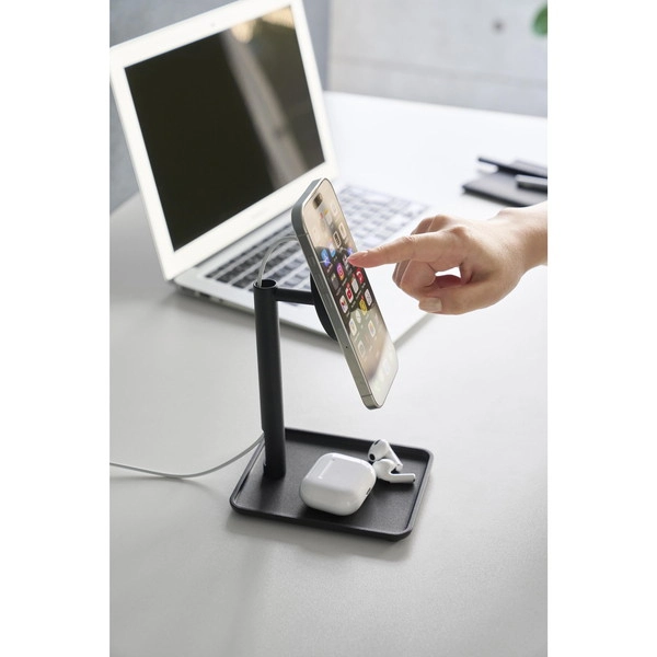 【tower】トレー付きスマートフォン充電スタンド タワー ブラック