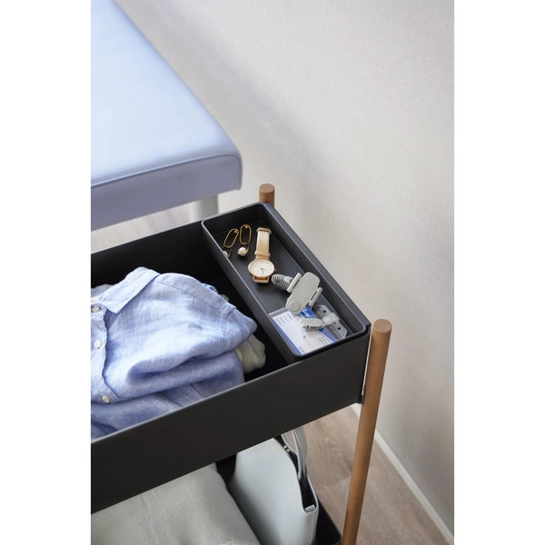 【RIN】小物トレー付き収納ワゴン 2段 リン ブラウン