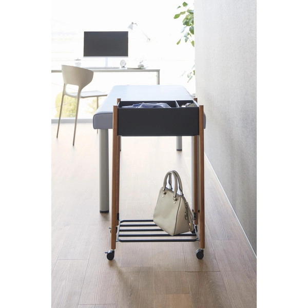 【RIN】小物トレー付き下段が棚の収納ワゴン 2段 リン ブラウン