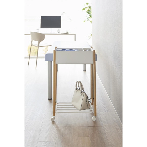 【RIN】小物トレー付き下段が棚の収納ワゴン 2段 リン ナチュラル