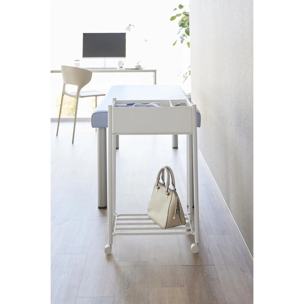 【tower】小物トレー付き下段が棚の収納ワゴン 2段 タワー ホワイト