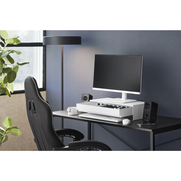 【tower】ゲームコントローラーも入る引き出し付きモニター台 タワー ホワイト