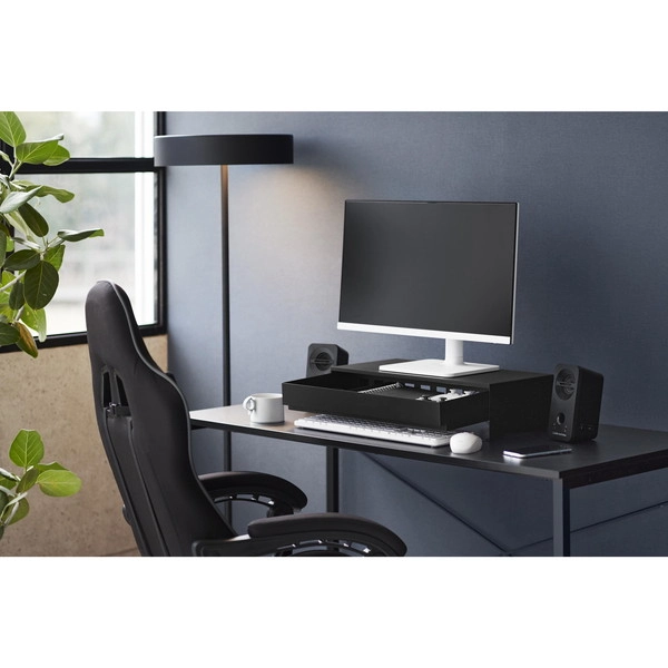 【tower】ゲームコントローラーも入る引き出し付きモニター台 タワー ブラック