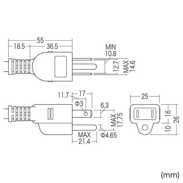 シャッタータップ (3P・4個口・2.5m) TAP-SH3425MG3P