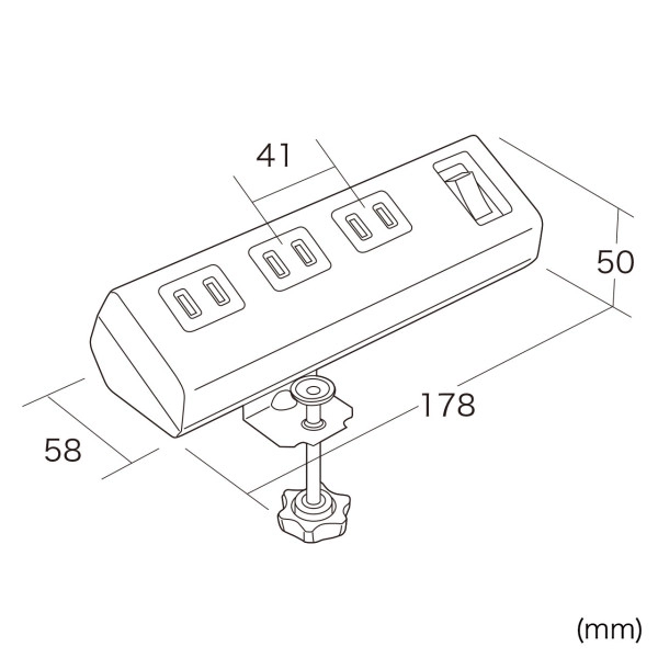 便利タップ(クランプ固定式) TAP-B53W