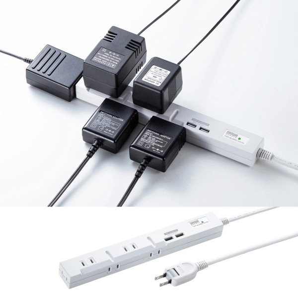 スリムタップUSB充電機能付き TAP-SLIM5U-3