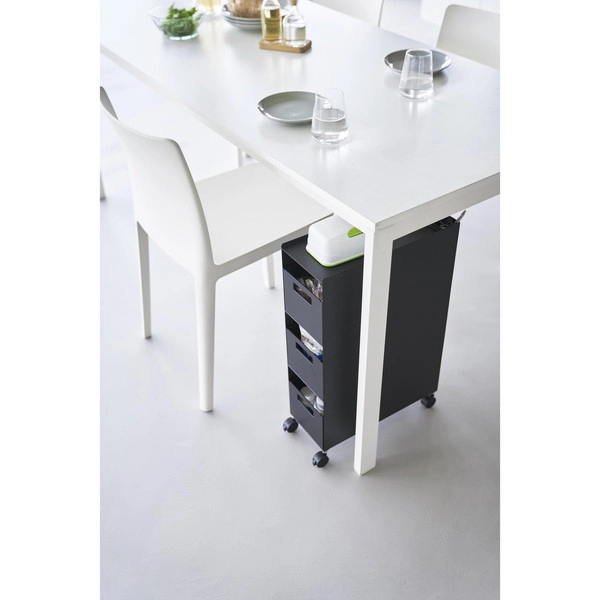 【tower】収納バスケットワゴン タワー 3段 ブラック