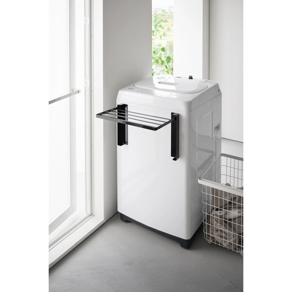 【tower】使いやすい高さに開くマグネット洗濯機横折り畳み棚 タワー ブラック