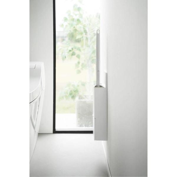 【Plate】ウォール替えブラシ収納付き流せるトイレブラシホルダー プレート 石こうボード壁対応 ホワイト