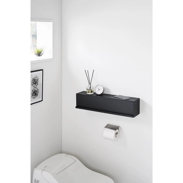 【tower】ウォール隠せるトイレ壁収納 タワー 石こうボード壁対応 ブラック