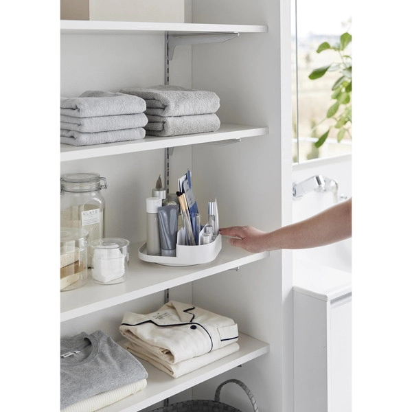 【Plate】回転式仕切り付き収納トレー プレート ホワイト