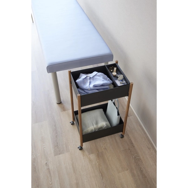 【RIN】小物トレー付き収納ワゴン 2段 リン ブラウン