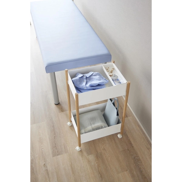 【RIN】小物トレー付き収納ワゴン 2段 リン ナチュラル