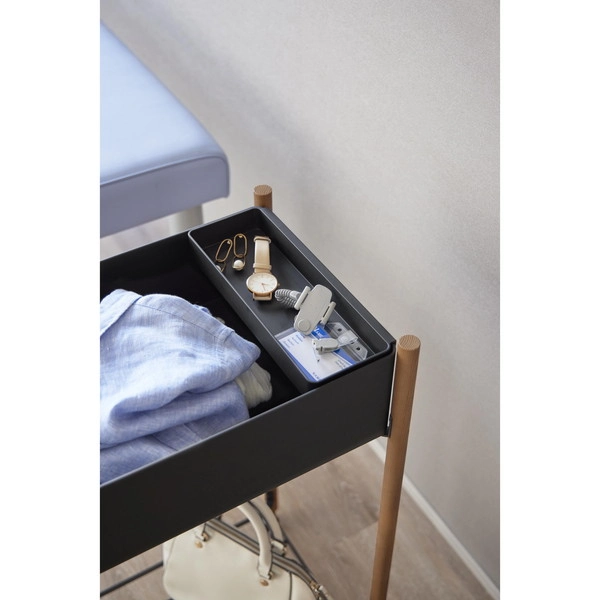 【RIN】小物トレー付き下段が棚の収納ワゴン 2段 リン ブラウン