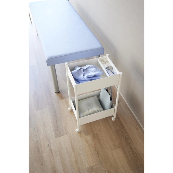 【tower】小物トレー付き収納ワゴン 2段 タワー ホワイト