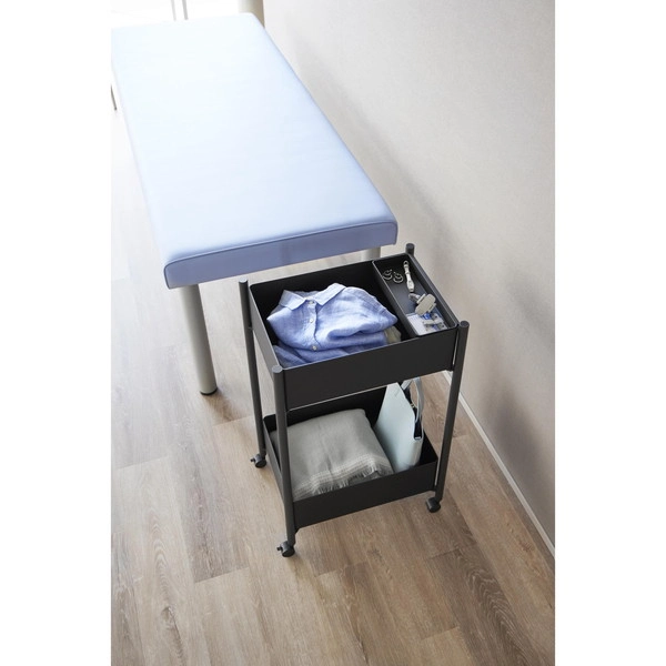 【tower】小物トレー付き収納ワゴン 2段 タワー ブラック