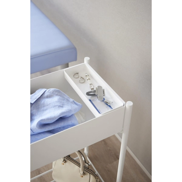 【tower】小物トレー付き下段が棚の収納ワゴン 2段 タワー ホワイト